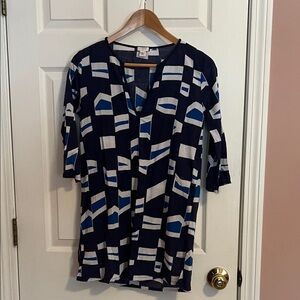 J. Crew Factory Navy and White Geometric Swim Coverup